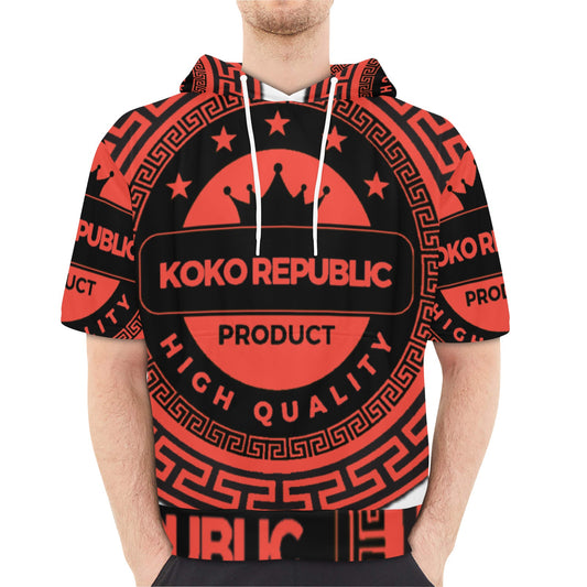 kokorepublic Men's Short Sleeve Fleece Hoodie (H54)