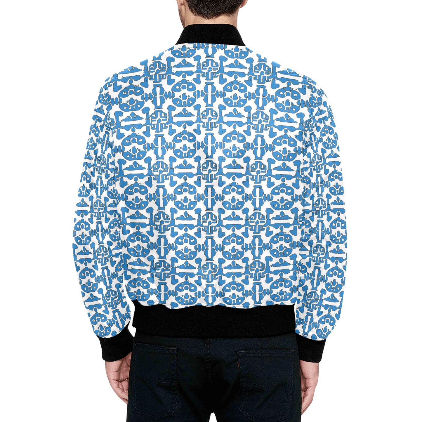 Kokorepublic Men's All Over Print Quilted Bomber Jacket(Model H33)