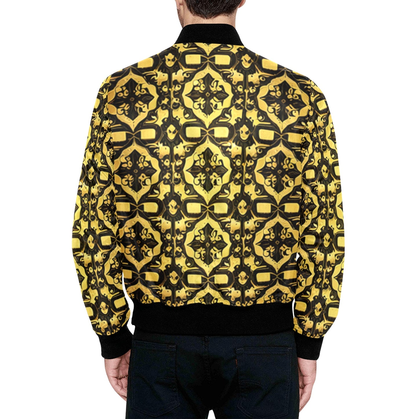 Kokorepublic Men's All Over Print Quilted Bomber Jacket(Model H33)