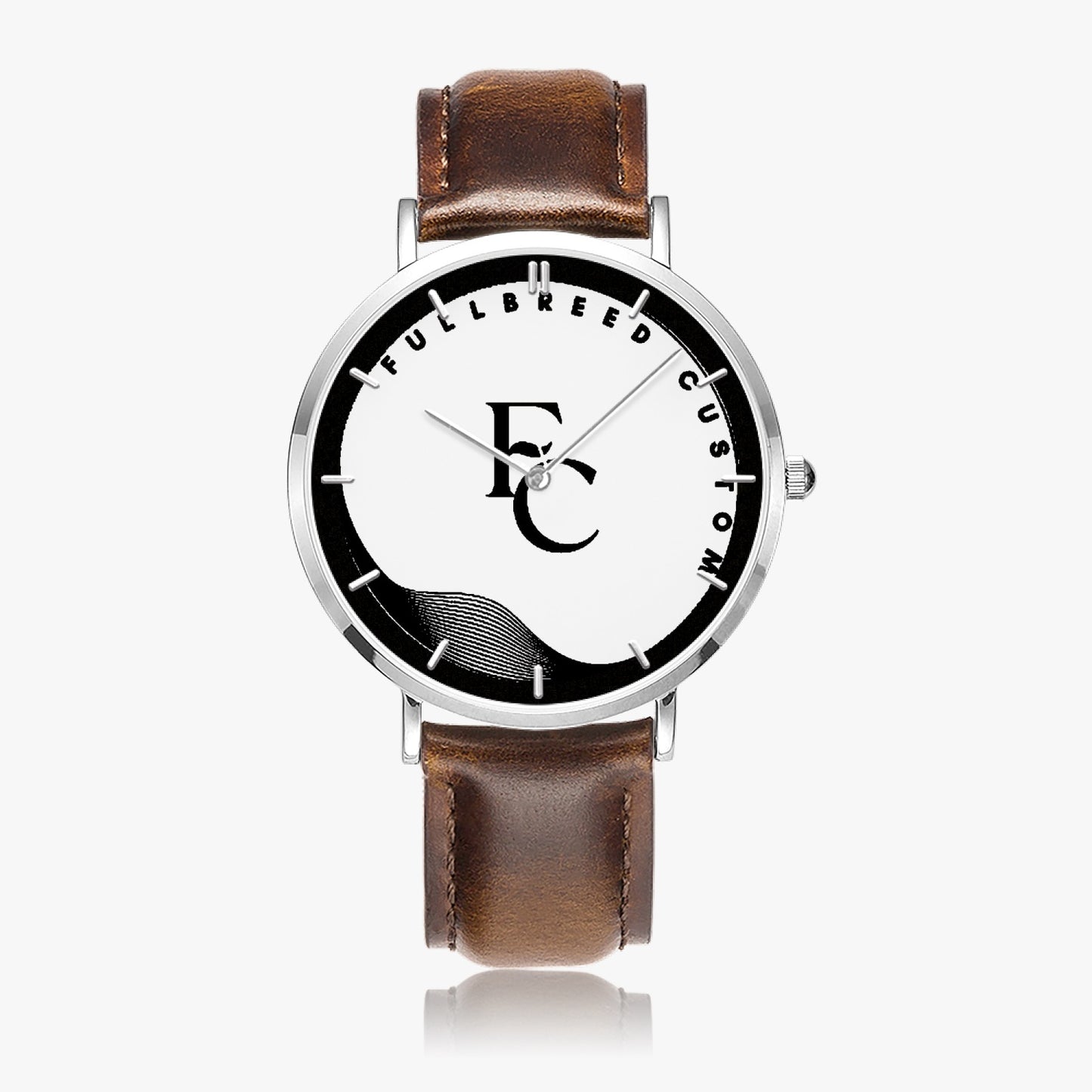 kokorepublic 165. Hot Selling Ultra-Thin Leather Strap Quartz Watch (Silver With Indicators)