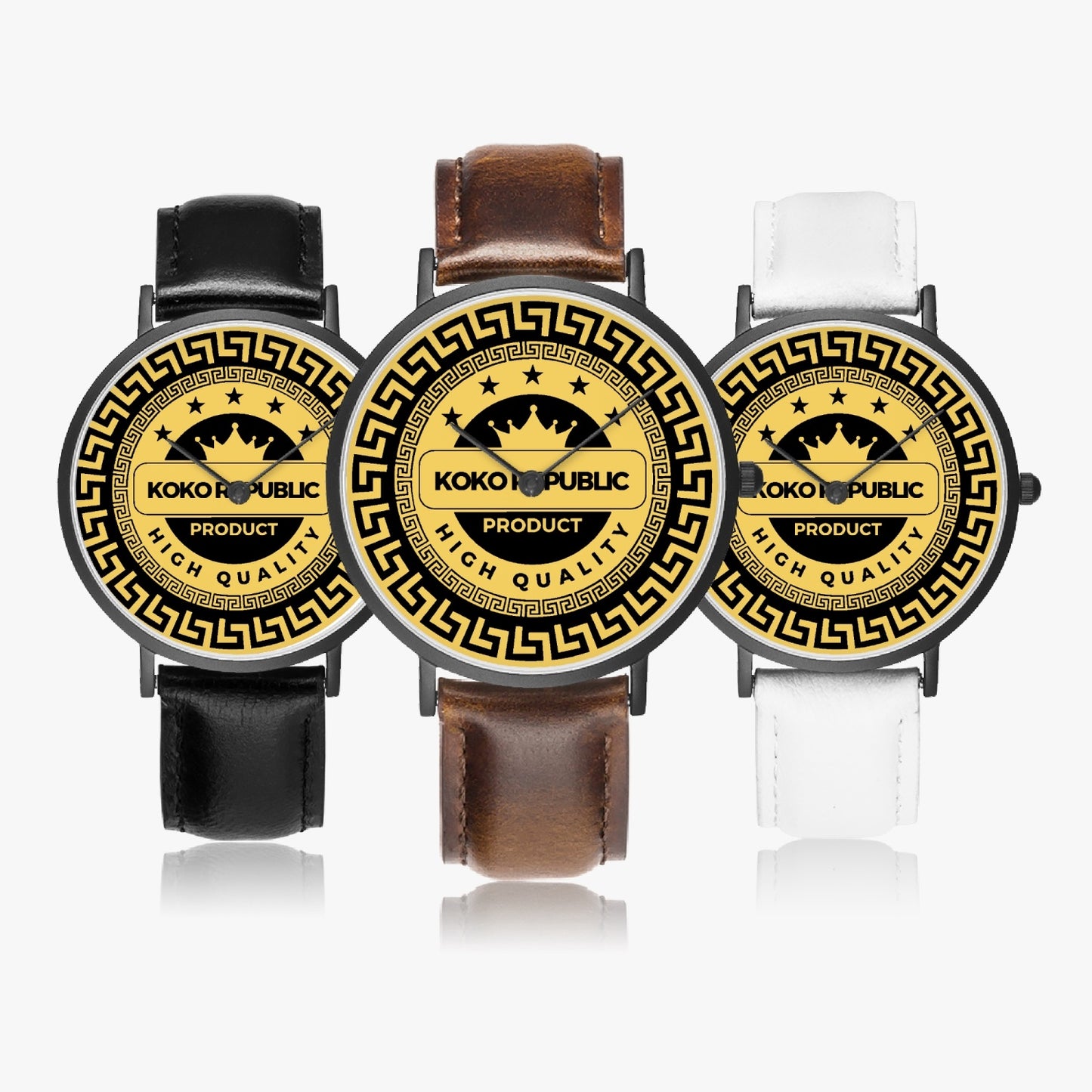 kokorepublic 160. Hot Selling Ultra-Thin Leather Strap Quartz Watch (Black)