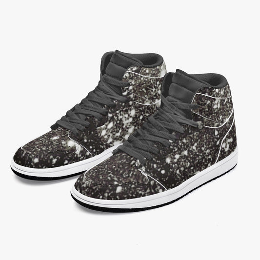 352. AJ1 Black High-Top Leather Sneakers