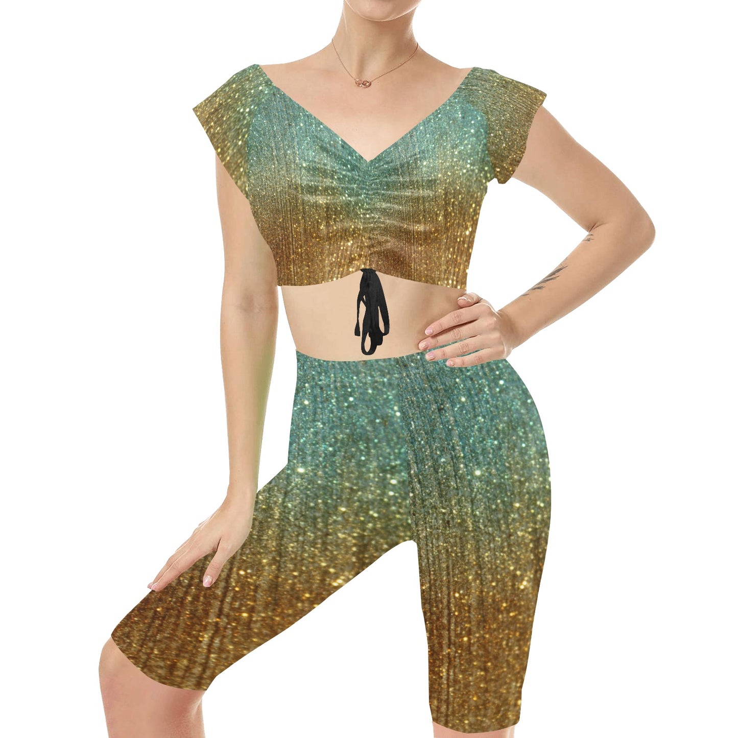 kokorepublic Women's Crop Top Yoga Set(Sets 06)