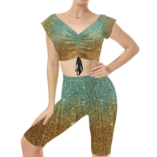 kokorepublic Women's Crop Top Yoga Set(Sets 06)