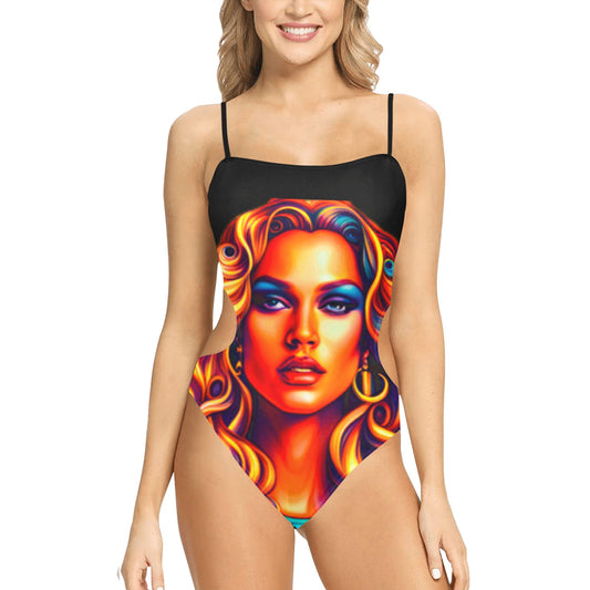 KokoRepublic Women's Spaghetti Strap Cut Out Sides Swimsuit