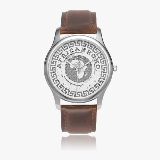kokorepublic 152. Stylish Leather Strap Classic Quartz Watch (Silver)