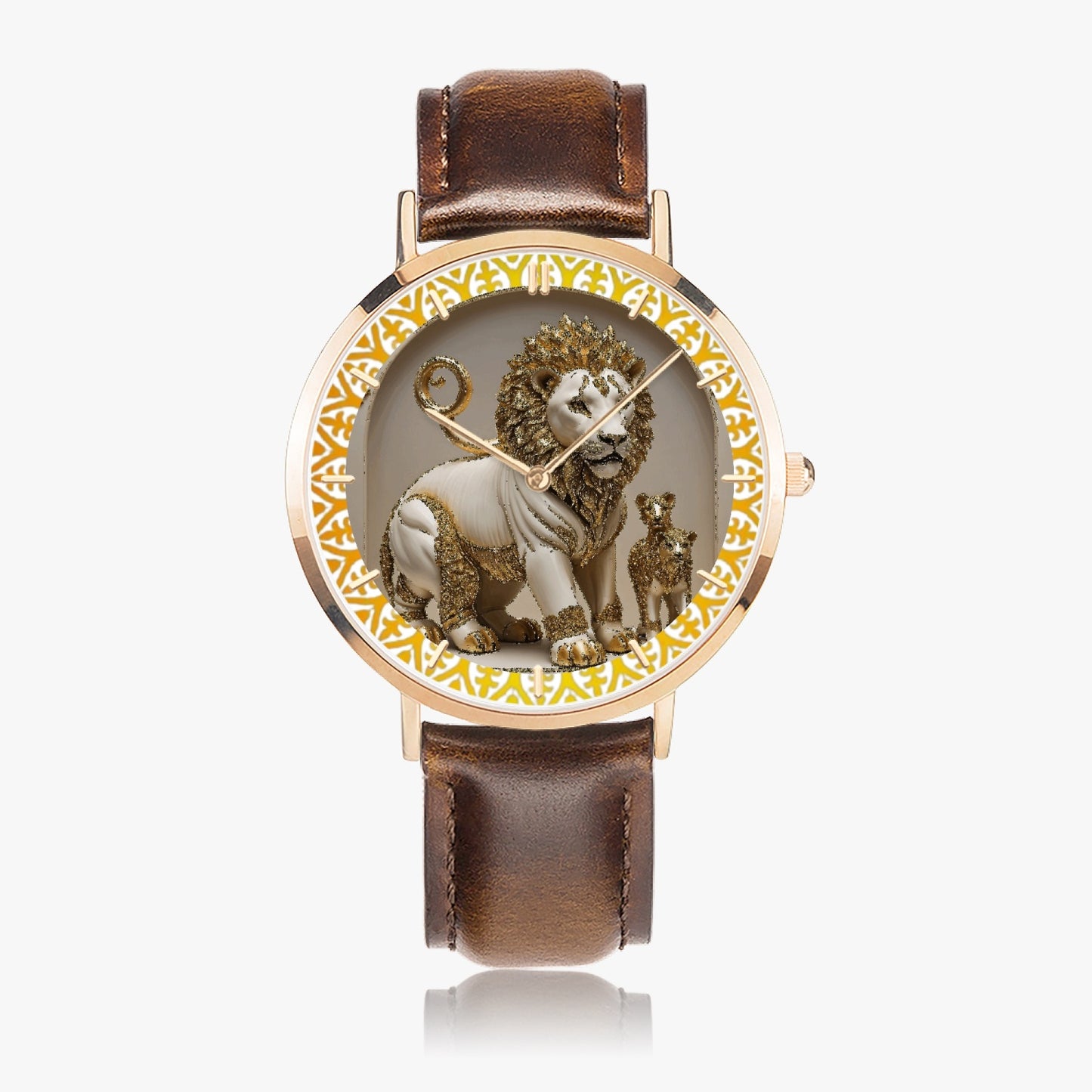 164. Hot Selling Ultra-Thin Leather Strap Quartz Watch (Rose Gold With Indicators)