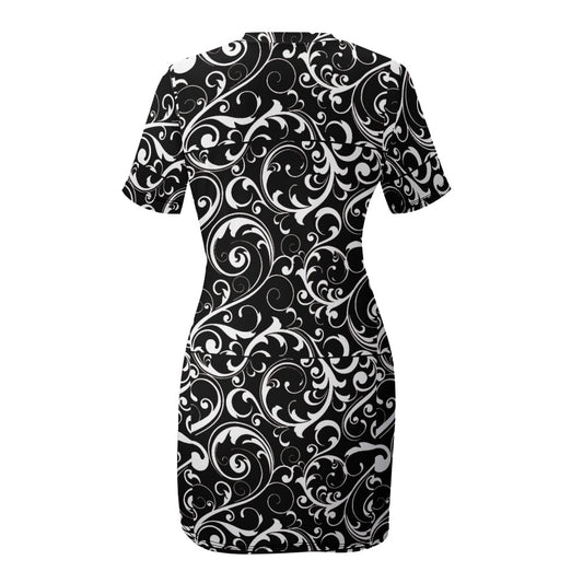 White Crew Neck Short Sleeve Dress
