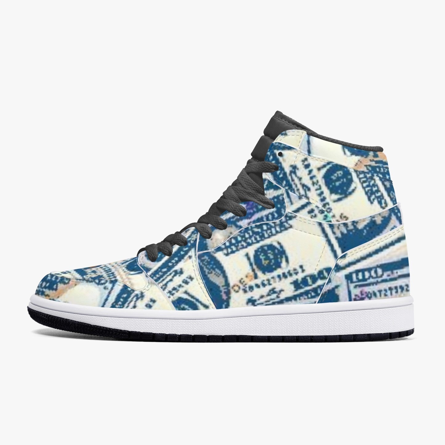 352. AJ1 Black High-Top Leather Sneakers