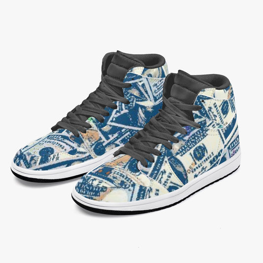 352. AJ1 Black High-Top Leather Sneakers