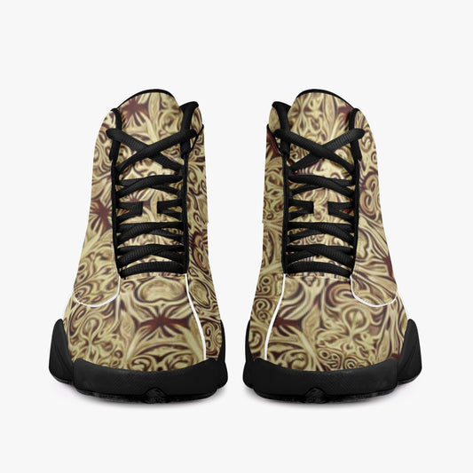 kokorepublic 326. Black Sole High-Top Leather Basketball Sneakers