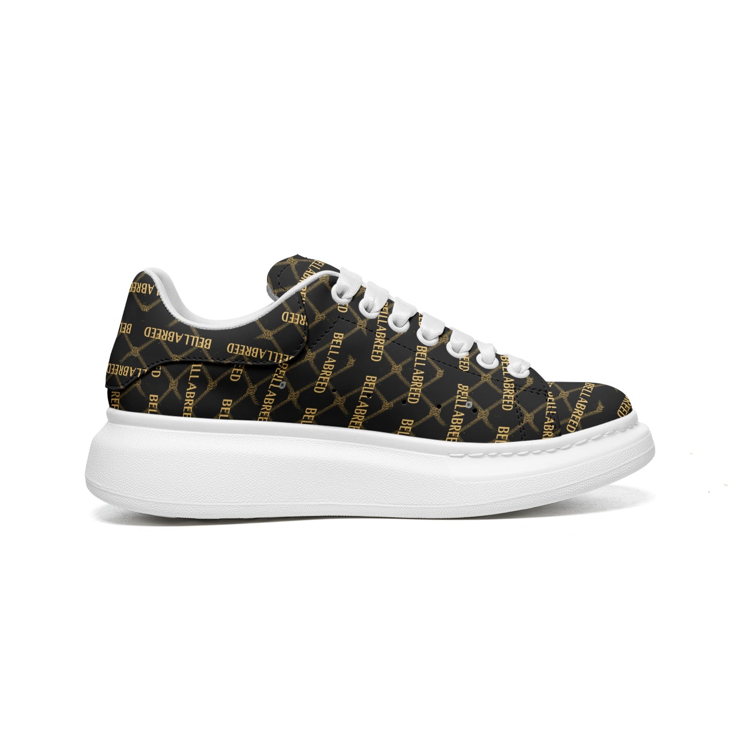 Bellabella Unisex Non Slip Lace Up Faux Leather Sneakers