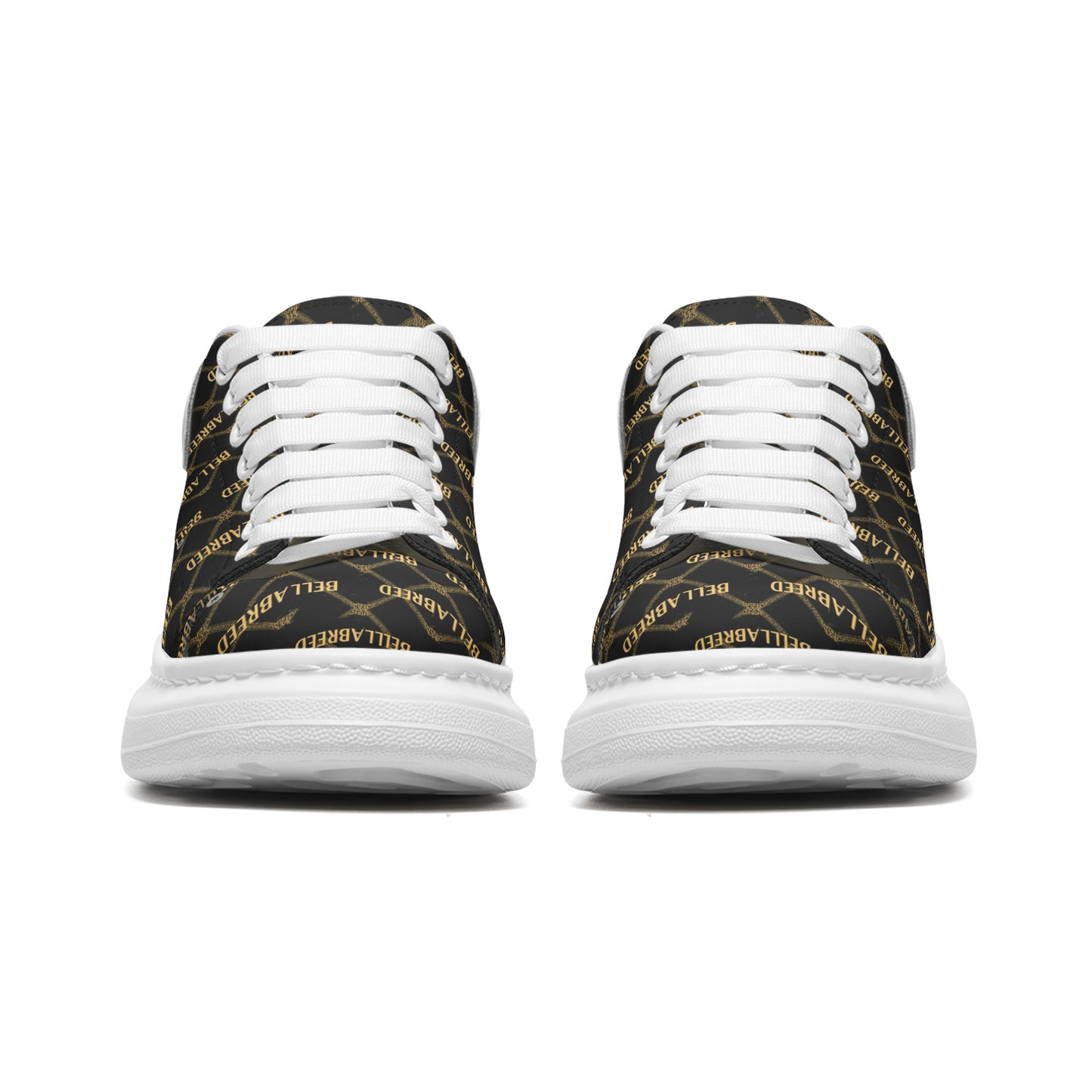 Bellabella Unisex Non Slip Lace Up Faux Leather Sneakers