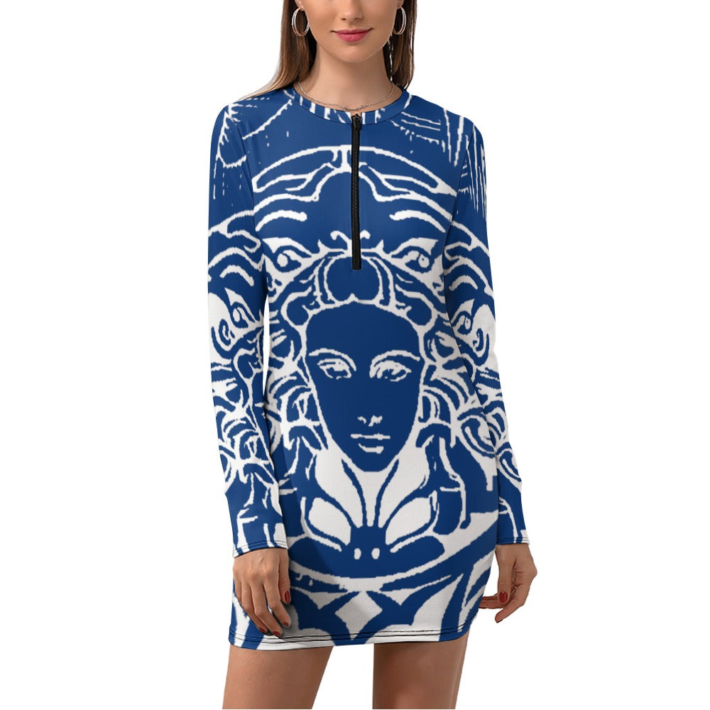 kokorepublic Women's Zipper Long Sleeve Hip Dress