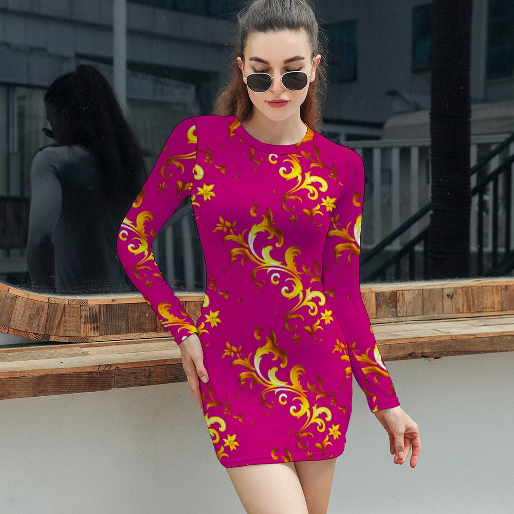 kokorepublic Women's Elegant Long Sleeve Skinny Dress