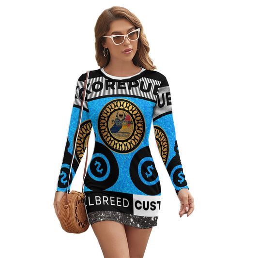 Women's Long Sleeve Round Neck Slim Dress