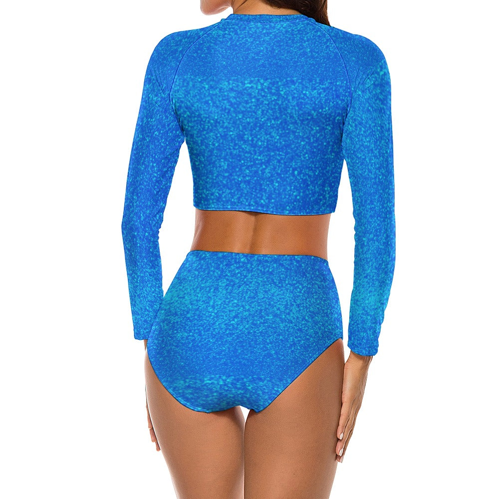 kokorepublic  Sleeve Crew Neck Ladies Bikini Swimsuit