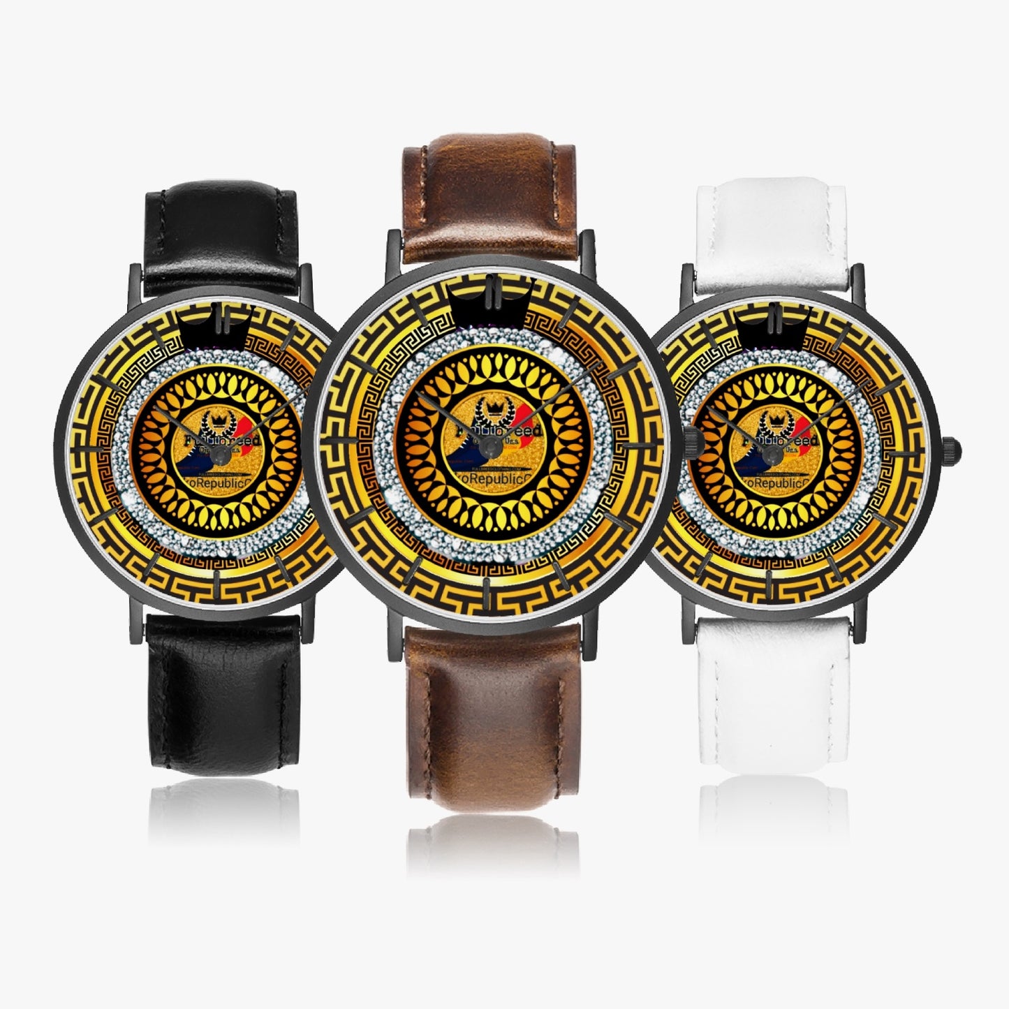 kokorepublic 163. Hot Selling Ultra-Thin Leather Strap Quartz Watch (Black With Indicators)