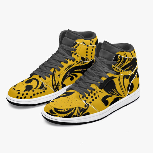352. AJ1 Black High-Top Leather Sneakers