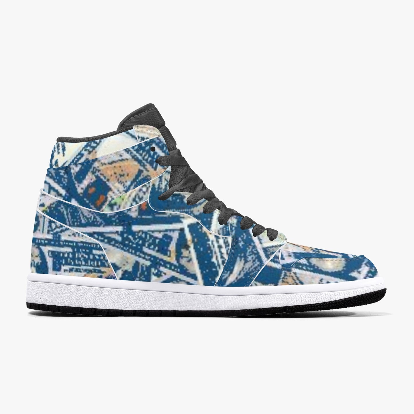 352. AJ1 Black High-Top Leather Sneakers