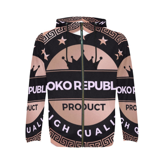 Men's All Over Print Full Zip Hoodie (Model H14)