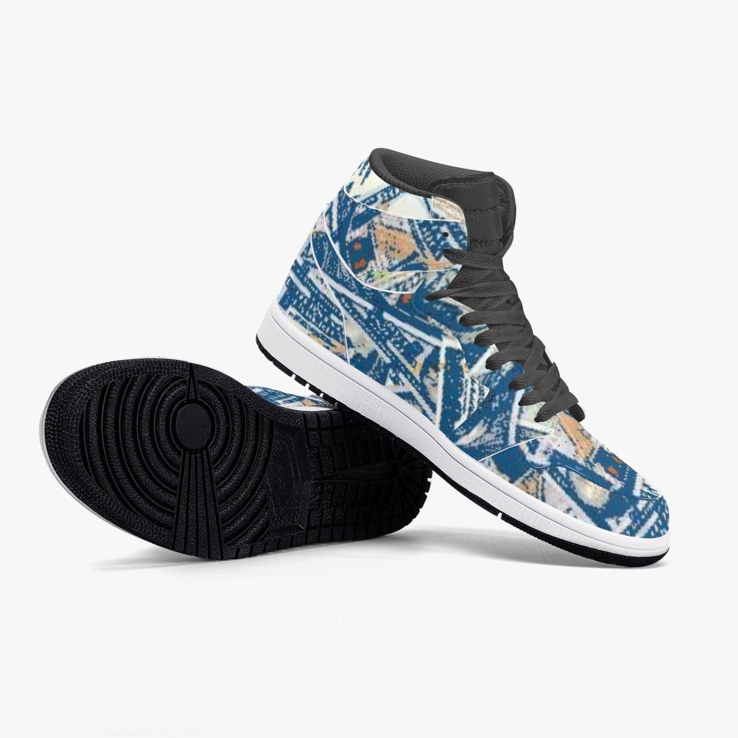 352. AJ1 Black High-Top Leather Sneakers