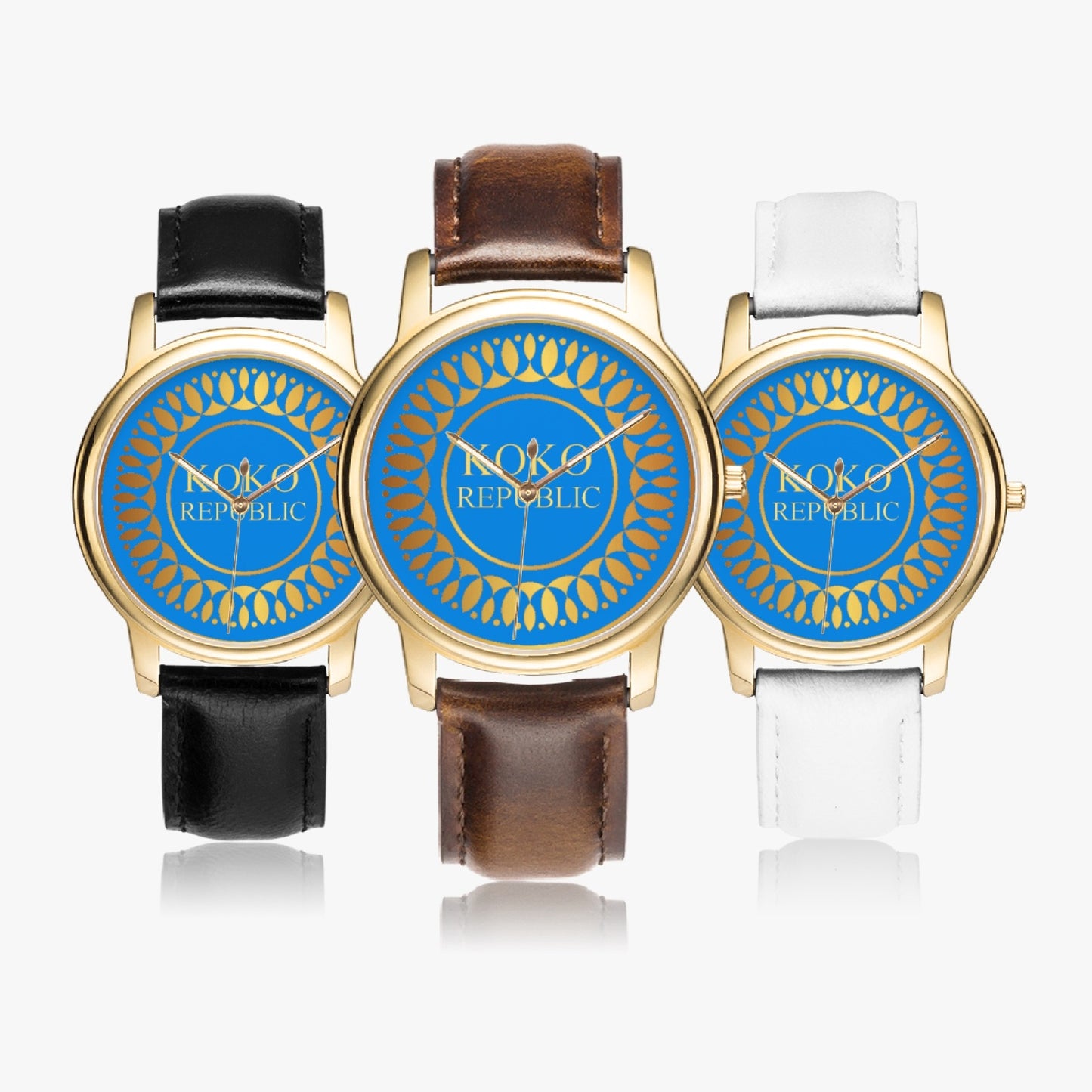 kokorepublic 150. Stylish Leather Strap Classic Quartz Watch (Gold)