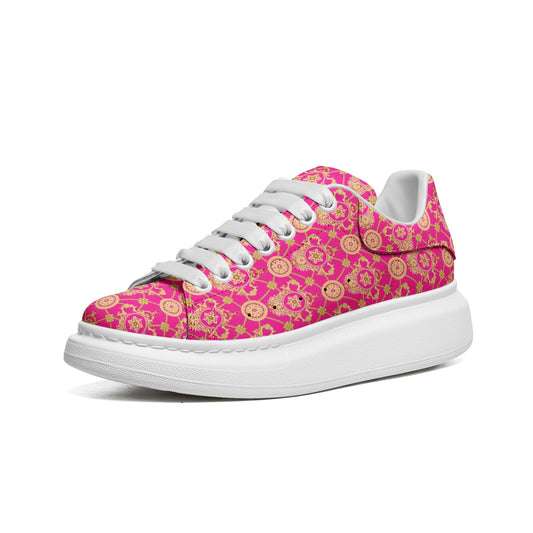 Unisex Non Slip Lace Up Faux Leather Sneakers
