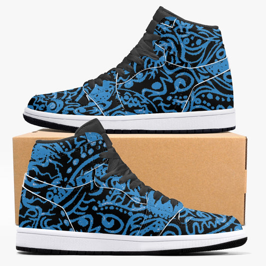kokorepublic 352. AJ1 Black High-Top Leather Sneakers