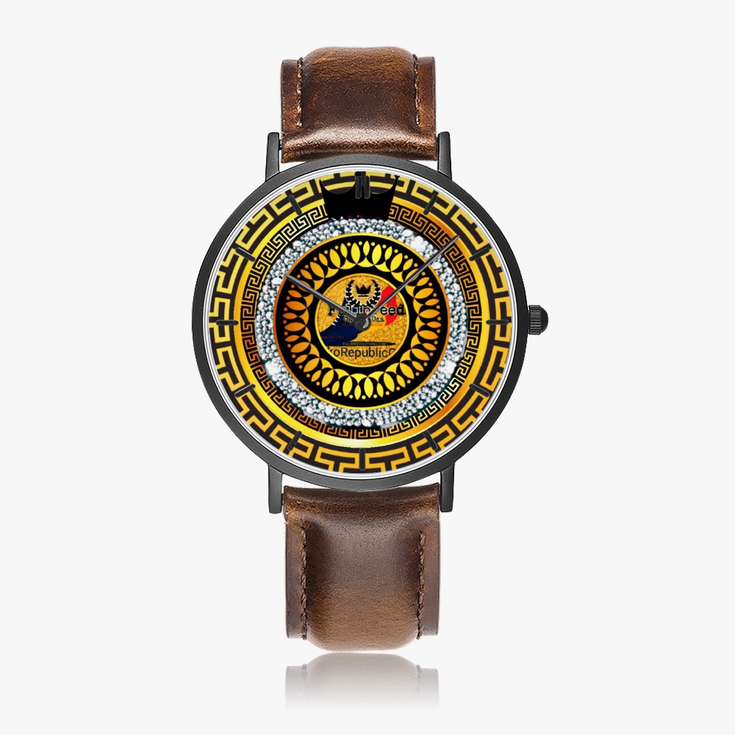 kokorepublic 163. Hot Selling Ultra-Thin Leather Strap Quartz Watch (Black With Indicators)