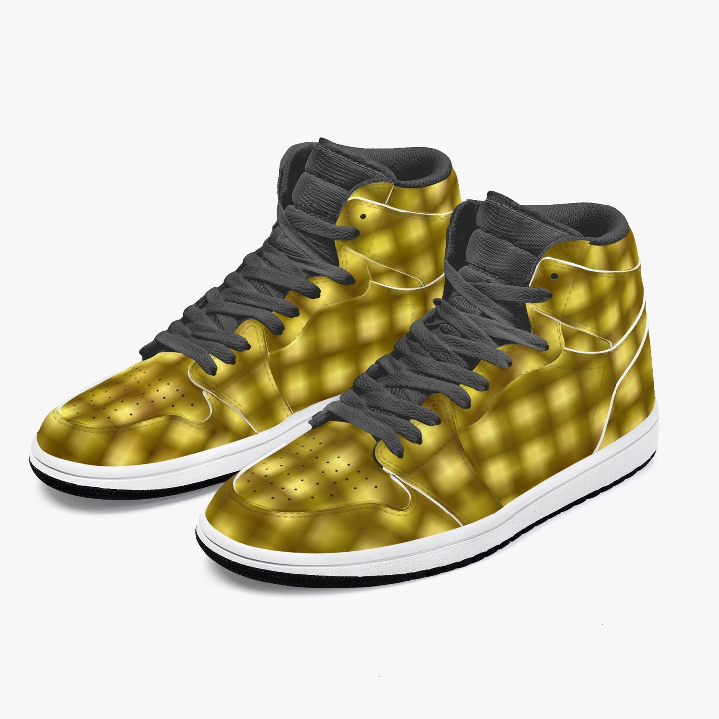 352. AJ1 Black High-Top Leather Sneakers