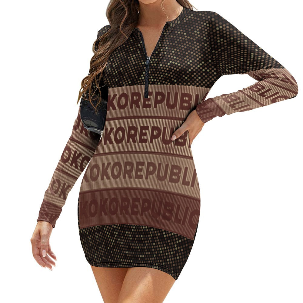 kokorepublic Women's Zipper Long Sleeve Hip Dress
