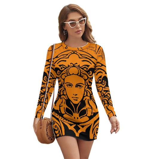 kokorepublic Women's Long Sleeve Round Neck Slim Dress