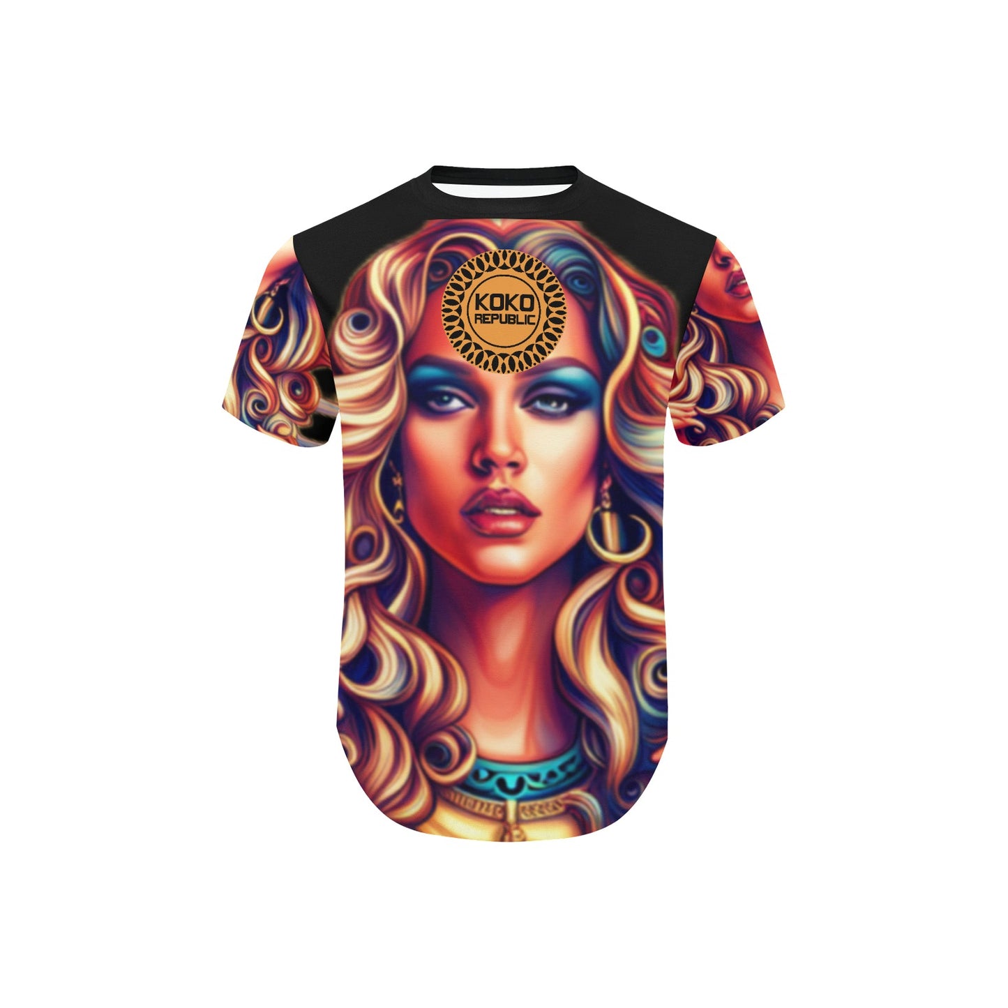 Kokorepublic Men's All Over Print Curved Hem T-Shirt (T76)