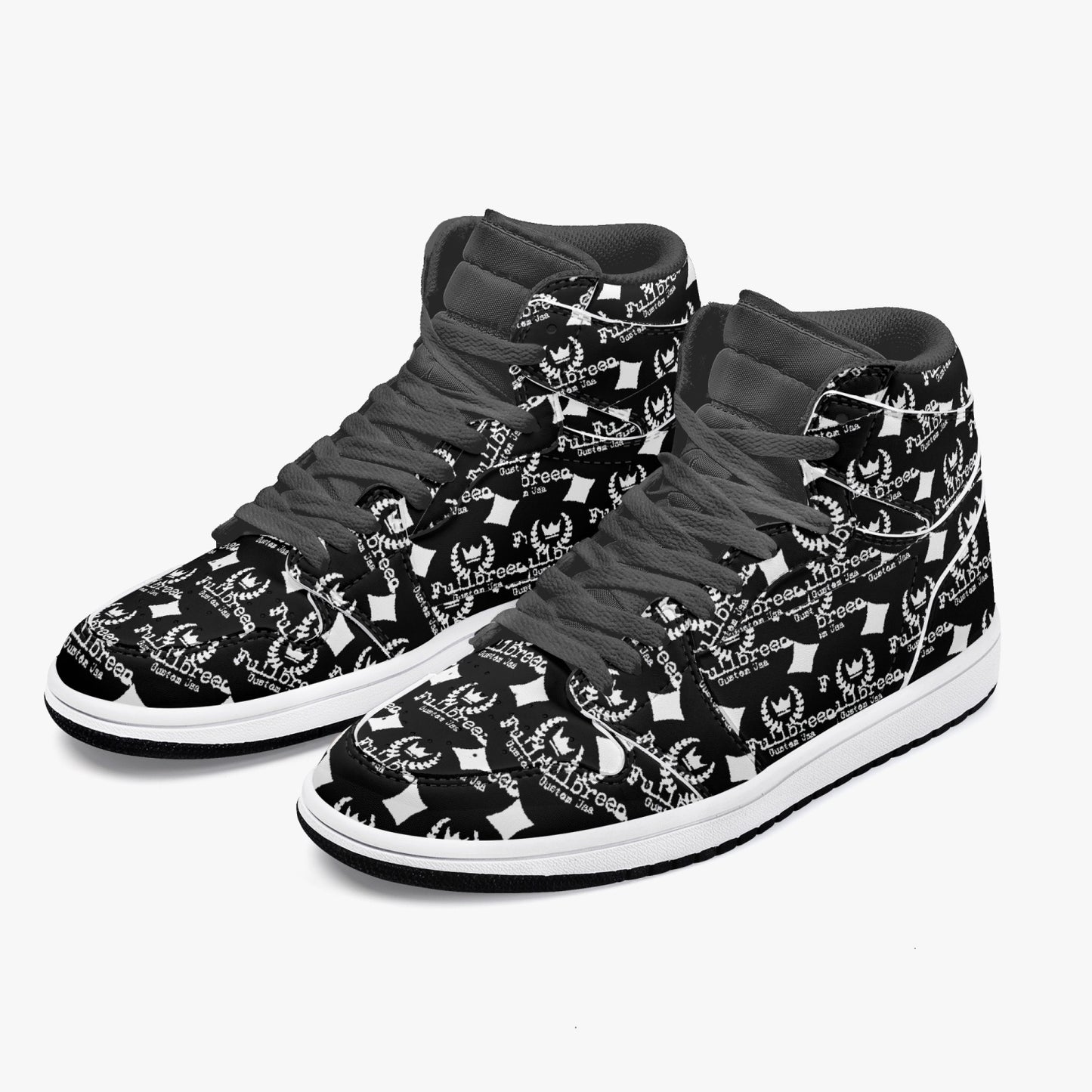 kokorepublic 352. AJ1 Black High-Top Leather Sneakers