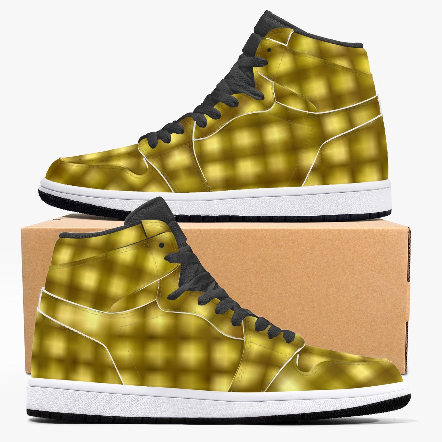 352. AJ1 Black High-Top Leather Sneakers