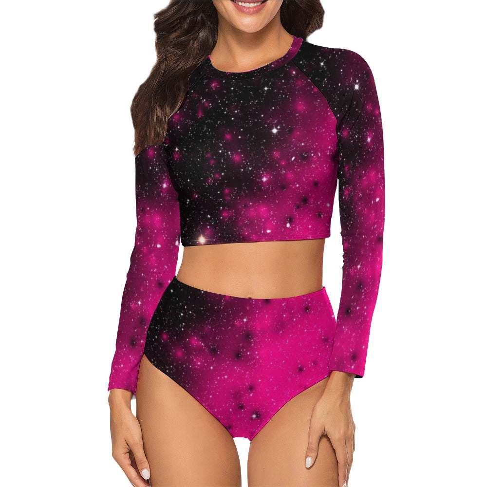 kokorepublic Long Sleeve Crew Neck Ladies Bikini Swimsuit