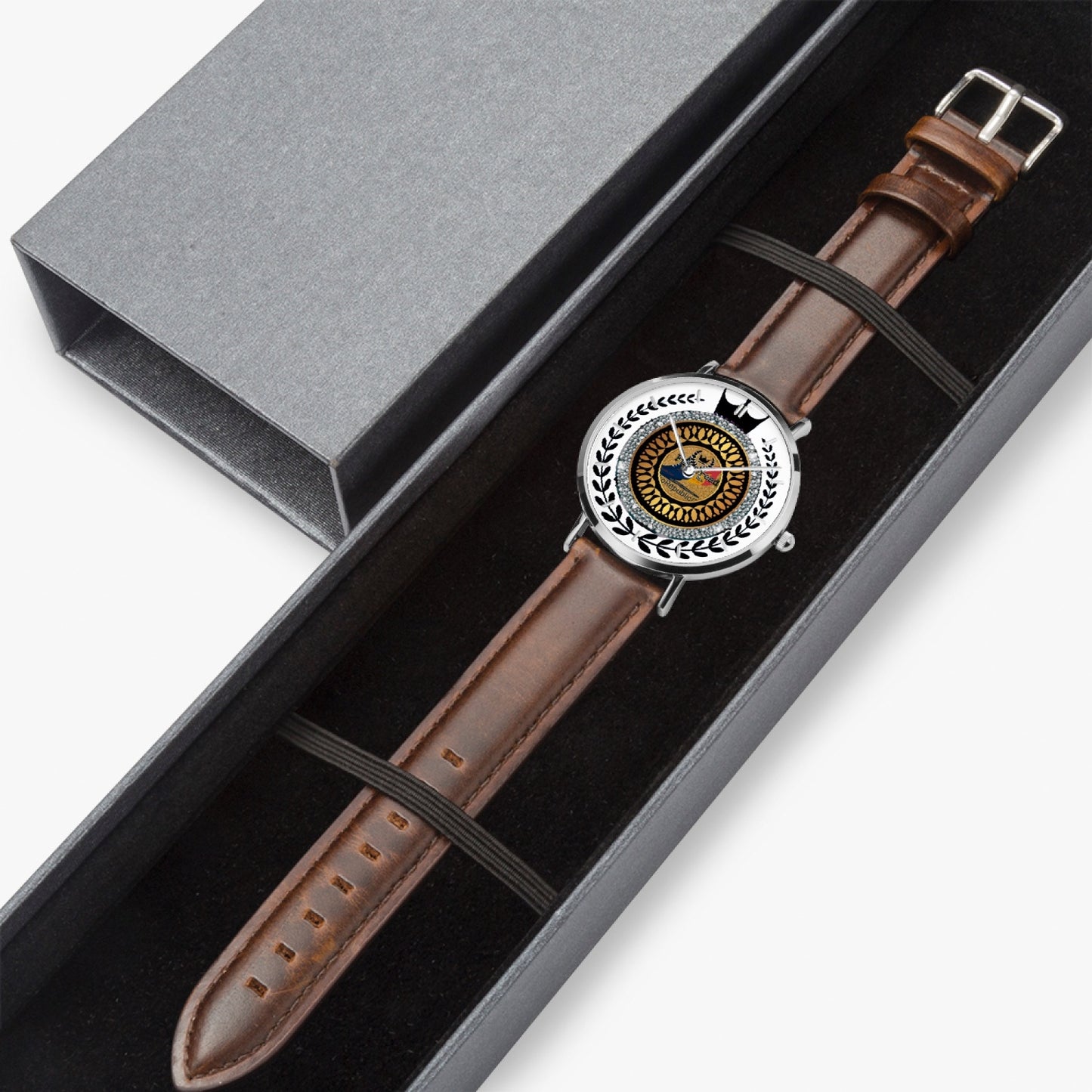 kokorepublic 165. Hot Selling Ultra-Thin Leather Strap Quartz Watch (Silver With Indicators)