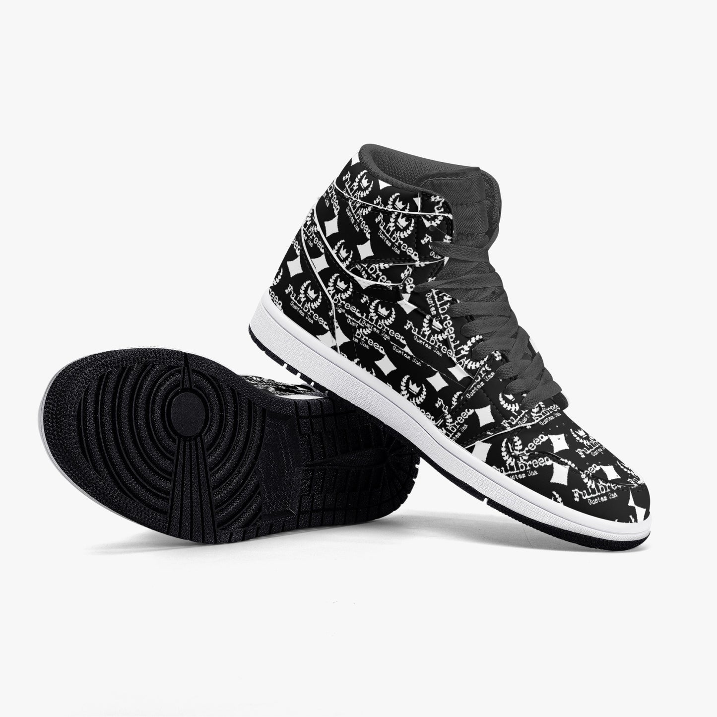 kokorepublic 352. AJ1 Black High-Top Leather Sneakers