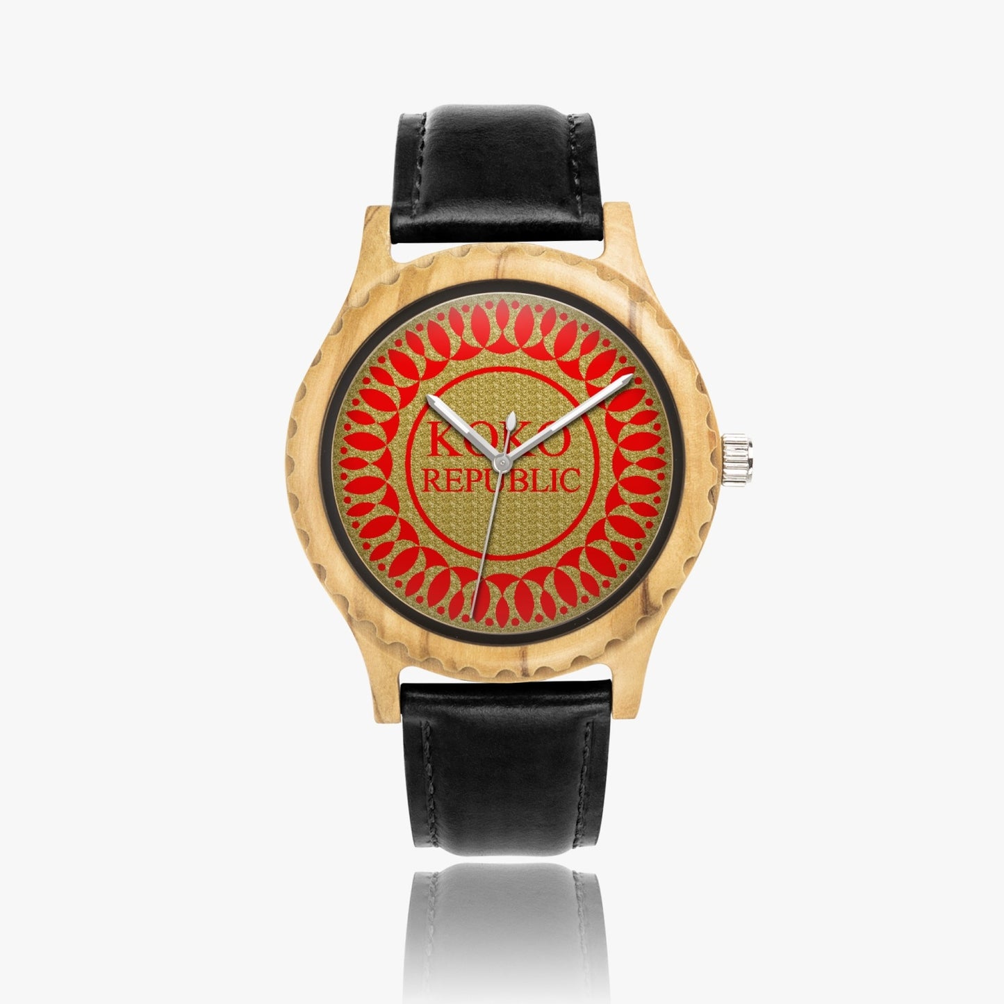 kokorepublic 205. Italian Olive Lumber Wooden Watch - Leather Strap