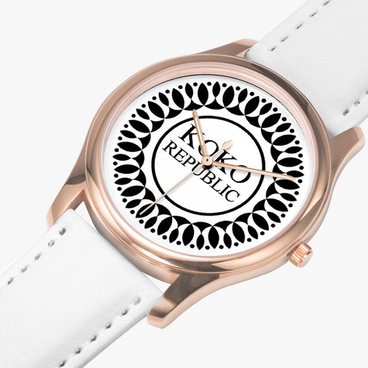 kokorepublic 151. Stylish Leather Strap Classic Quartz Watch (Rose Gold)