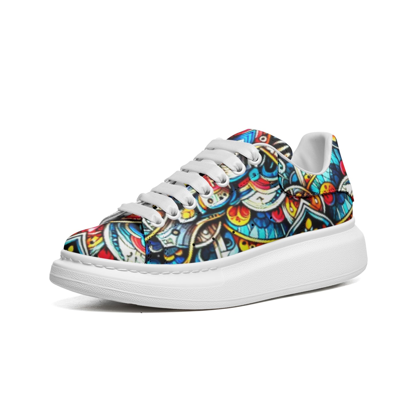 Unisex Non Slip Lace Up Faux Leather Sneakers
