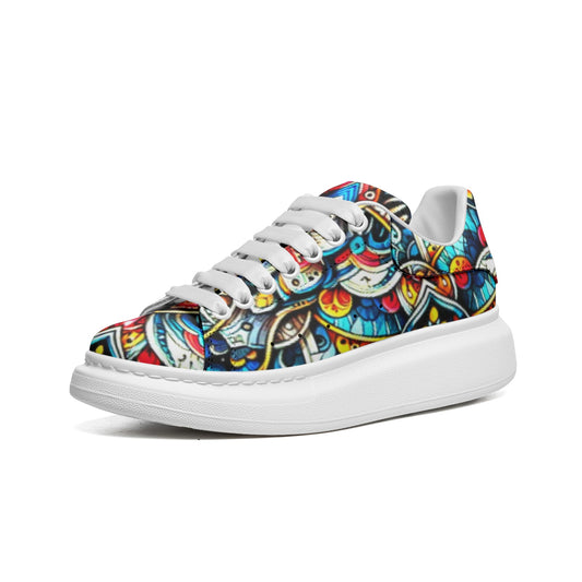 Unisex Non Slip Lace Up Faux Leather Sneakers