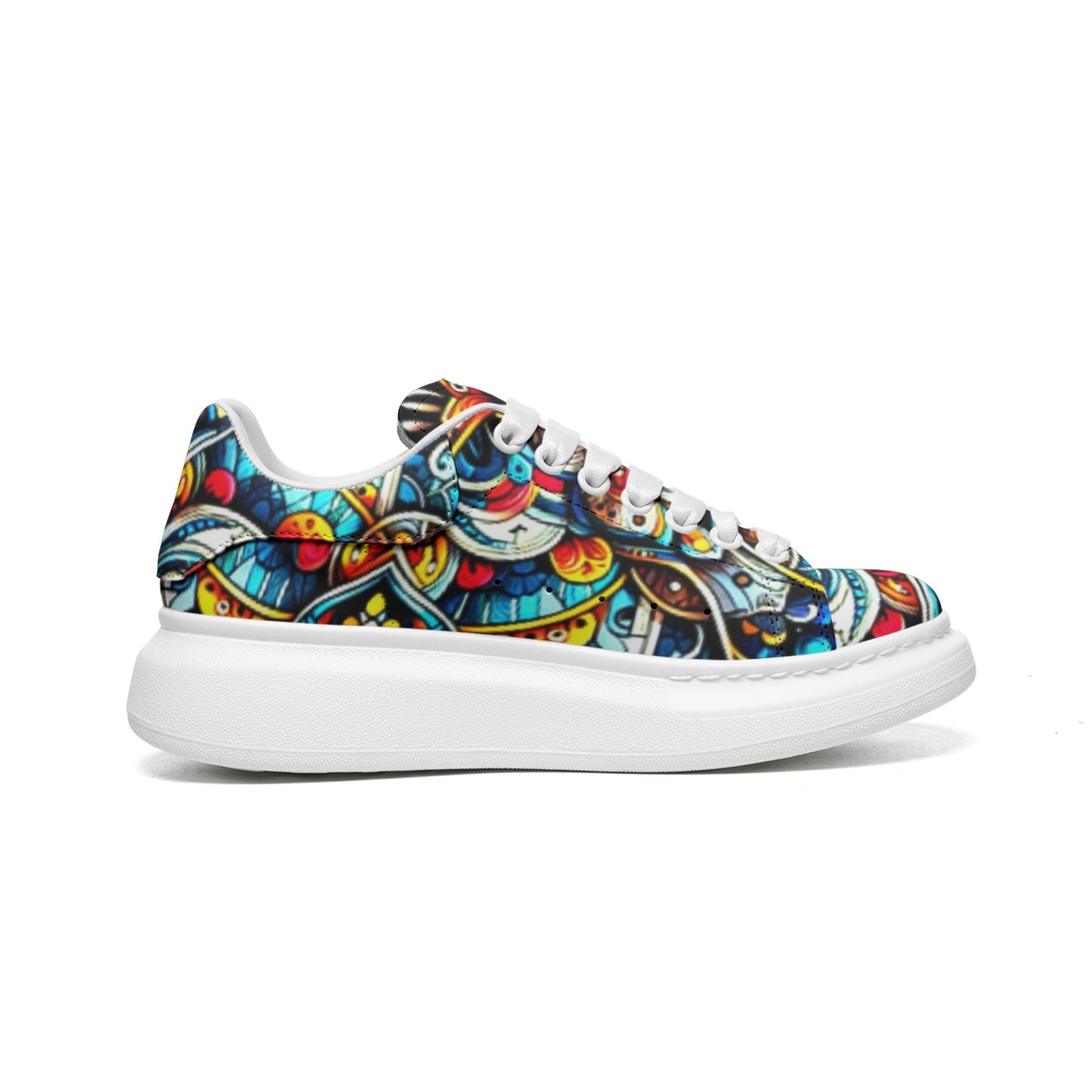 Unisex Non Slip Lace Up Faux Leather Sneakers