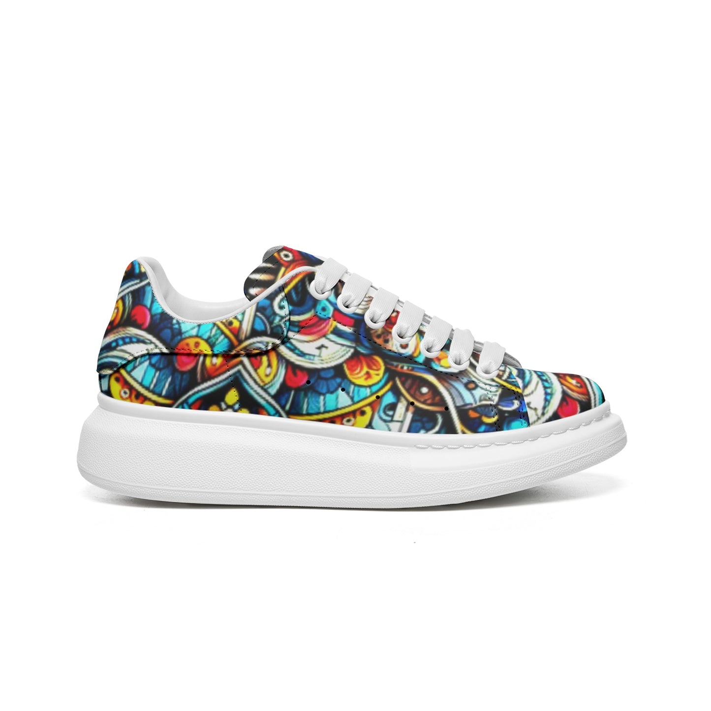 Unisex Non Slip Lace Up Faux Leather Sneakers