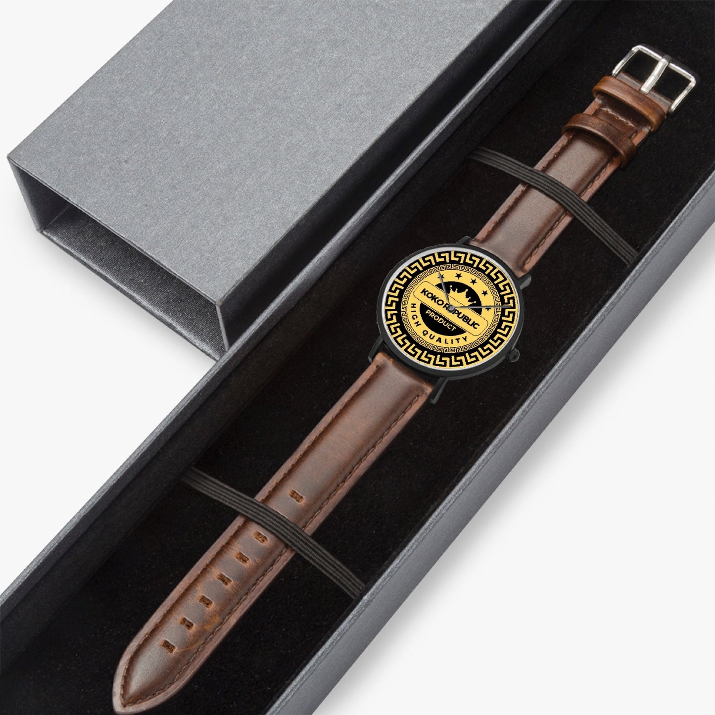 kokorepublic 160. Hot Selling Ultra-Thin Leather Strap Quartz Watch (Black)
