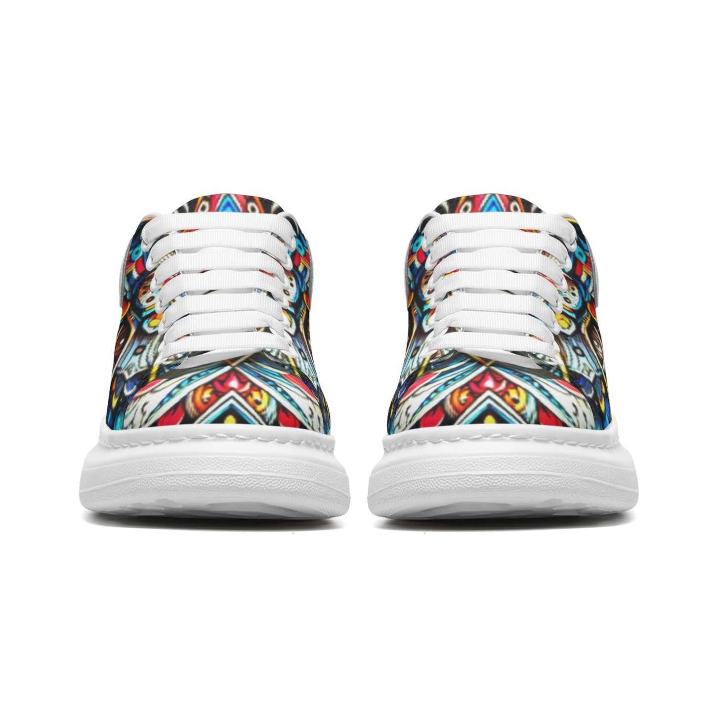 Unisex Non Slip Lace Up Faux Leather Sneakers