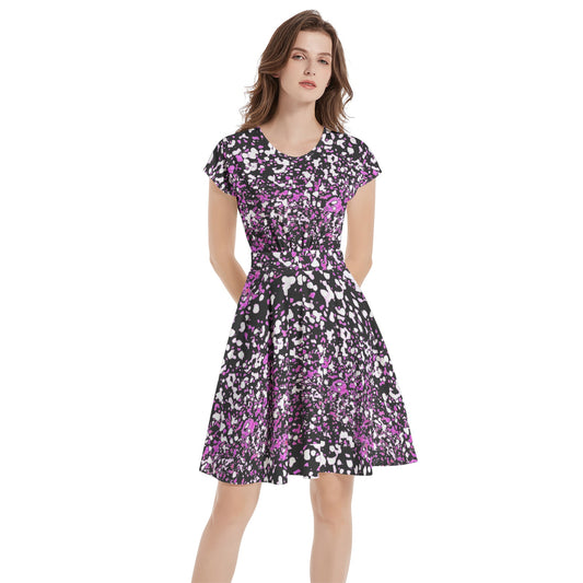 Short Sleeve  Casual A-Line Midi Dress