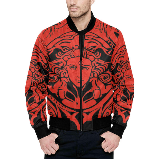 kokorepublic Men's All Over Print Quilted Bomber Jacket(Model H33)