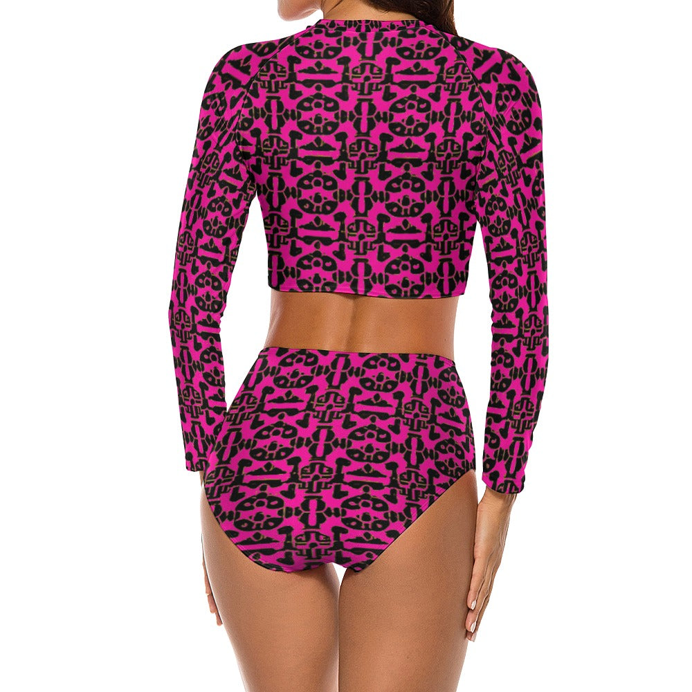 kokorepublic Long Sleeve Crew Neck Ladies Bikini Swimsuit
